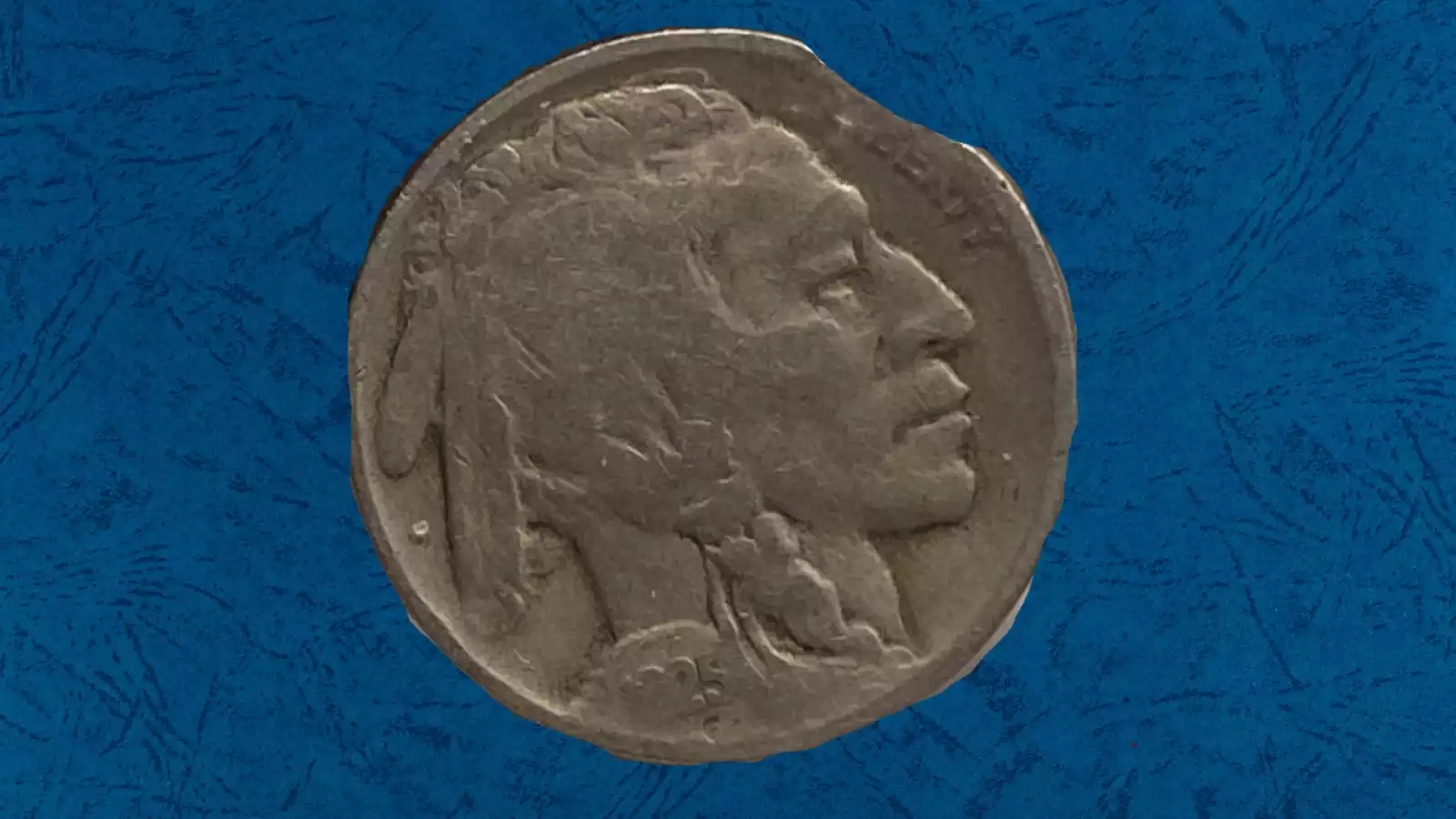 1925 Buffalo Nickel clipped planchet error showing curved Blakesley clip missing from coin edge
